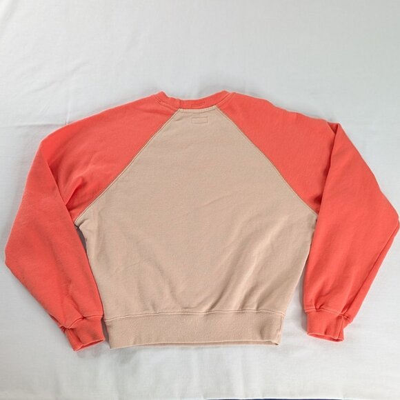 MOTHER The Boost Crop Salmon Beige Sweatshirt NEW - Picture 2 of 8